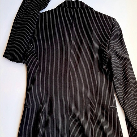 MANGO MNG Women’s Pinstripe Black Blazer Suit Jacket Medium - Picture 2 of 8